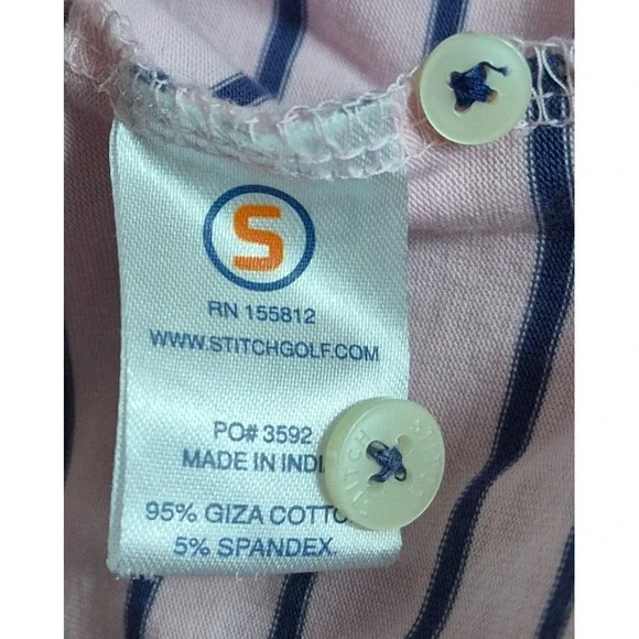 Stitch Golf Mens Polo Shirt XL Pink Blue Striped - Picture 5 of 5